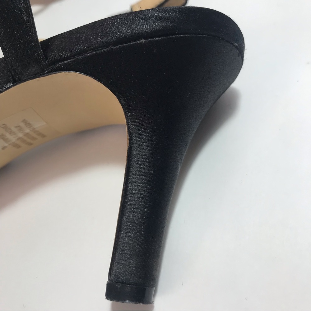 Alex Marie Giani Black Satin and Rhinestone Studded Strappy Sandals - Picture 12 of 16